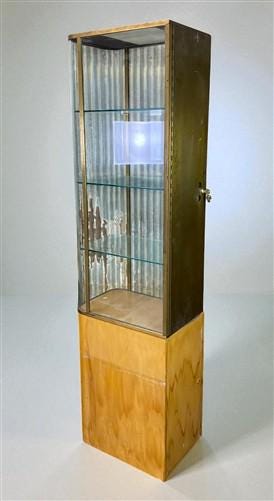 Home & Living > Storage & Organization - 2 Pc. Parker Glass Display Case, Vintage Floor Showcase, Lighted Store Counter by...