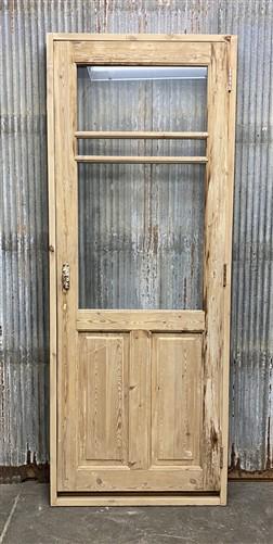 Antique French Single Door (32.5x86) Glass Pane Door with Jamb, Encased Door T9