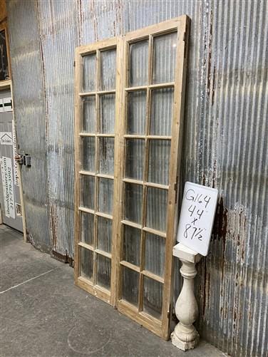 Antique French Double Doors (44x87.5) European Doors, 12 Pane Glass Doors, G164