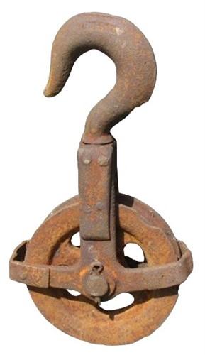 Antique Cast Iron Pulley and Hook, Vintage Pulley, Rustic Farmhouse Decor a3
