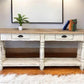 Home & Living > Furniture > Living Room Furniture > Coffee & End Tables - 72" White Sofa Table with Drawers, Coffee Table,...
