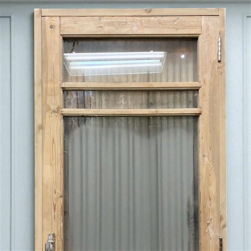 Antique French Single Door (31.5x84) Glass Pane Door with Jamb, Encased Door T33