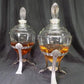 2 Antique Apothecary Show Globes, Art Deco Pharmacy Globes on Metal Stands E
