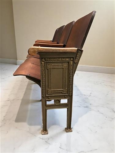 Home & Living > Furniture - 4 Vintage Wood Folding Theater Seats, Auditorium Seats, Entryway Bench, E10 by The Old Grainery