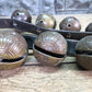 Home & Living > Home Decor > Home Accents > Bells - 17 Sleigh Bells Horse Rein Leather Strap, Christmas Winter Brass Jingl...