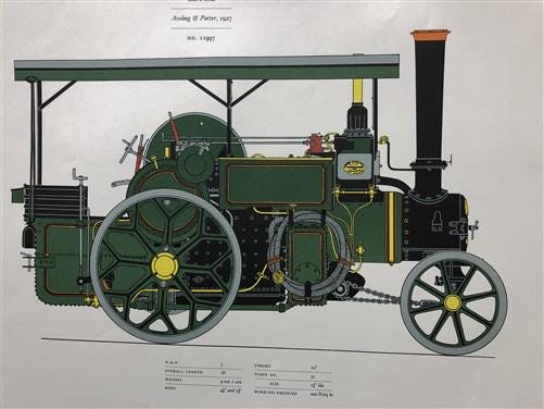 Art & Collectibles > Prints - Stanley Paine, Laura, 17.5x14 Traction Engine Steam Engine Art Print B by The Old Grainery