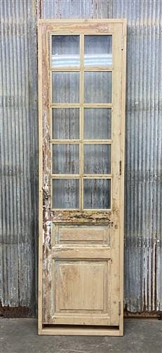 Antique French Single Door (24.75x95) Glass Pane Door with Jamb, Encased Door T1