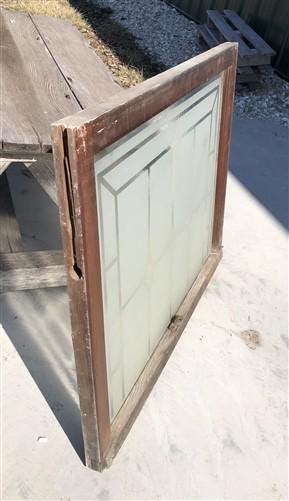 Home & Living > Home Improvement > Windows - Etched Frosted Clear Glass Vintage Church Window, Architectural Art Glass, H...