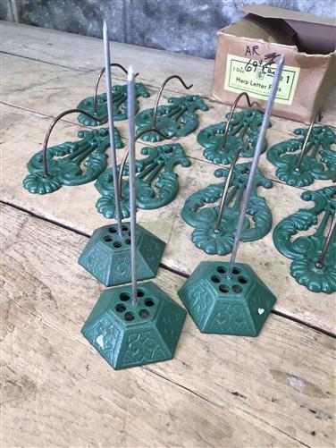 NOS Harp Letter Files, Lot Metal Paper Spikes, Wall Mount Receipt Bill Holder