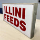 Illini Feeds Sign, Vintage Aluminum Double Sided Sign Livestock Advertising Sign