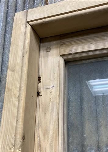 Antique French Single Door (27.5x83) Glass Pane Door with Jamb, Encased Door T14