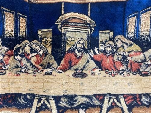 The Last Supper Da Vinci Tapestry, Vintage Italian Textile Plush