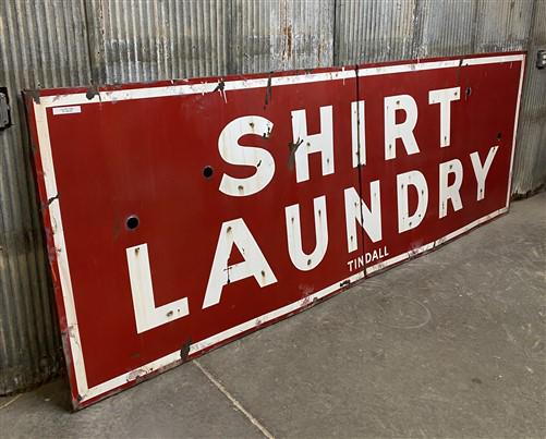 Art & Collectibles > Collectibles > Advertisements - 11' Shirt Laundry Sign, Vintage Tin Sign, Advertising, Laundry, Singl...