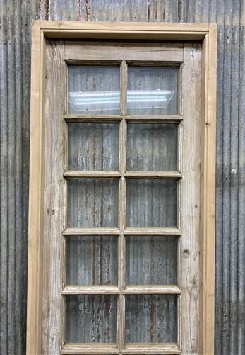 Antique French Single Door (25x91.5) Glass Pane Door with Jamb, Encased Door T21