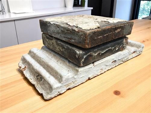 Home & Living > Home Improvement > Moldings & Trim - 3 Plinth Blocks, Door Trim Molding, Architectural Salvage Antique Art...