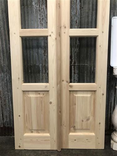 Arched French Double Doors (32x80.5) 3 Pane Glass European Styled Doors O15
