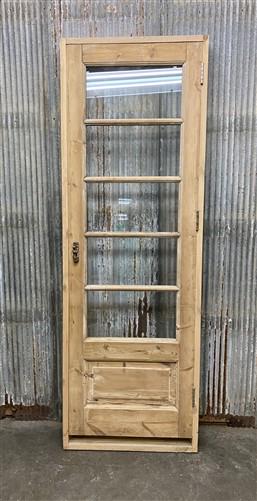 Antique French Single Door (28x86) Glass Pane Door with Jamb, Encased Door T47