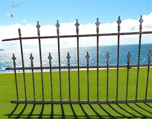 Home & Living > Outdoor & Gardening > Garden Decoration > Yard Art - Wrought Iron Vintage Fence Panel (95x40.5) Architectu...