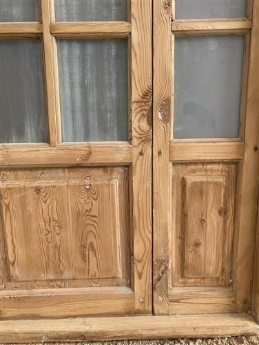Antique French Double Doors (71x88) Frosted Glass European SideLite Jamb C1