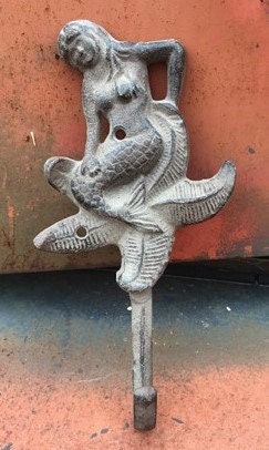 Home & Living > Home Decor > Wall Decor > Wall Hangings > Signs - Mermaid Decor, Decorative Welcome Sign, Cast Iron Mermai...