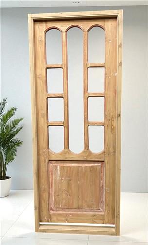 Antique French Single Door (31x78.5) Glass Pane Door with Jamb, Encased Door T41