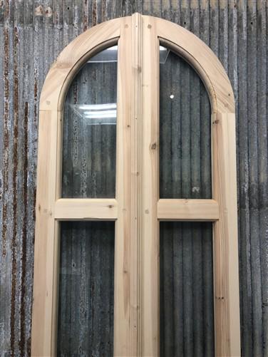 Arched French Double Doors (24x96) 3 Pane Glass European Styled Doors O14