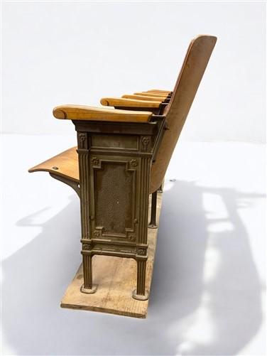 6 Vintage Wood Folding Theater Seats, Auditorium Seats, Entryway Bench, E3