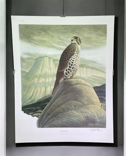Art & Collectibles > Prints > Lithographs - Richard Sloan, Prairie Falcon, Signed Print, 28x22, Wade Collection, Plate 33...