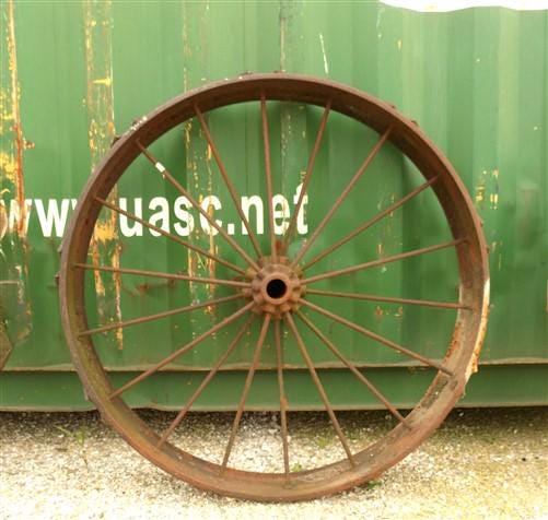2 Cast Iron Implement Wheels, Wagon Wheel, Tractor Steel Rims, Industrial Age C