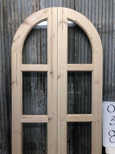 Arched French Double Doors (32x80.5) 3 Pane Glass European Styled Doors O15