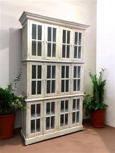 4'10" Triple Stack Cabinet, White Kitchen Cabinet, Bookcase, Storage J