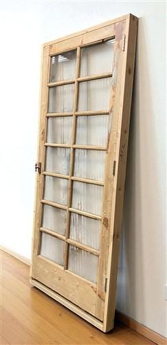 Antique French Single Door (37x86.5) Glass Pane Door with Jamb, Encased Door T35