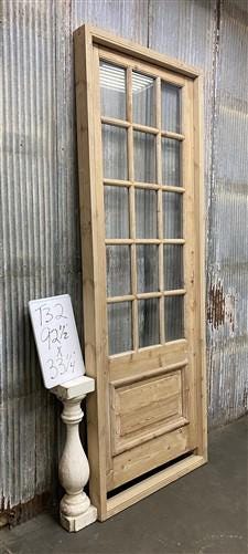 Antique French Single Door (33x92.5) Glass Pane Door with Jamb, Encased Door T32