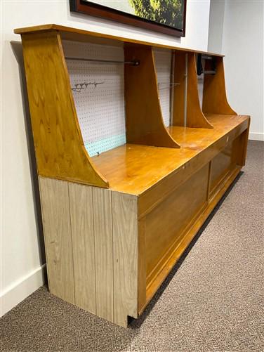 10' Wrapping Station, Vintage Store Counter, Built-in Display Back, Workbench
