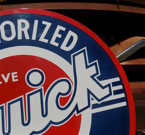 Buick Authorized Service Sign, 2 Sided Metal Porcelain Advertising Buick Sign,