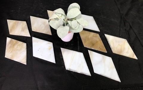 10 Stained Slag Glass Diamond Panes, Reclaimed Church Window Art Glass Pieces A
