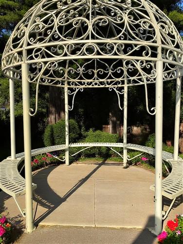 Elegant Swirl Gazebo with Bench, Dome Roof, Metal Pergola, Outdoor Patio Arbor W