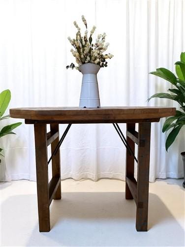 Rustic Round Table, Vintage Dining Room Table, Kitchen Island, Game Table,  G