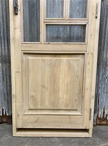 Antique French Single Door (27.5x82) Glass Pane Door with Jamb, Encased Door T12