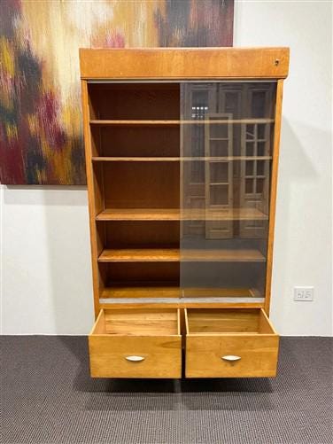2 Sliding Door Display Cabinet, Vintage Display Case, Curio Cabinet, Showcase, G