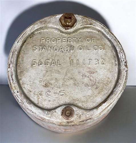 Standard Oil Co Drum, Vintage 56 Gal Steel Drum, Metal Barrel, Industrial Drum A