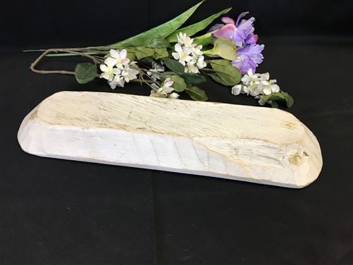 2 Bowl Tray, Rustic Carved Wood Dough Bowl Trencher, Divided Centerpiece F