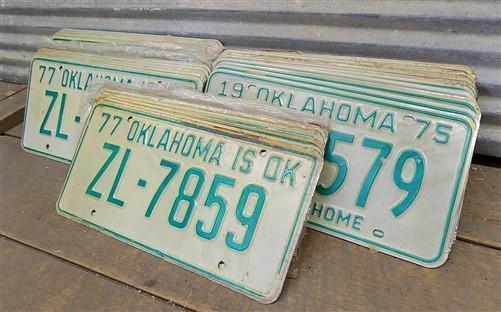 License Plates - Set of 50 License Plates Lot Vintage Oklahoma Automobile Car Truck Tags iv by The Old Grainery (arts and...