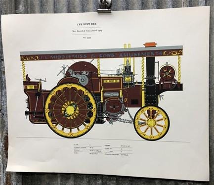 Art & Collectibles > Prints - Stanley Paine, The Busy Bee, 17.5x14 Traction Engine Steam Engine Art Print A by The Old Gra...