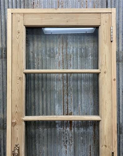 Antique French Single Door (28.25x82) Glass Pane Door with Jamb, Encased Door T3