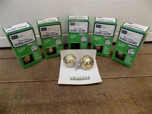 NOS Sears Decorative Global Casters Mounting Hardware Plated Polished Brass a
