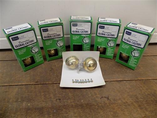 Casters - NOS Sears Decorative Global Casters Mounting Hardware Plated Polished Brass a by The Old Grainery (Antique Caste...