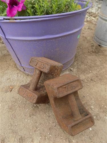 Pair 7 Lb Cast Iron Scale Weights Door Stop Paperweight Advertising Book Ends b