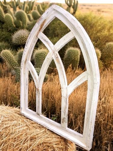 Wooden Church Cathedral Window Frame, Gothic Arched Faux Frame Wall Decor