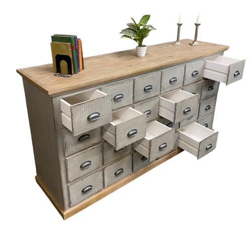 Home & Living > Furniture - 24 Drawer Gray Apothecary Cabinet, Store Cabinet Store Display Pharmacy Cupboard by The Old Gr...